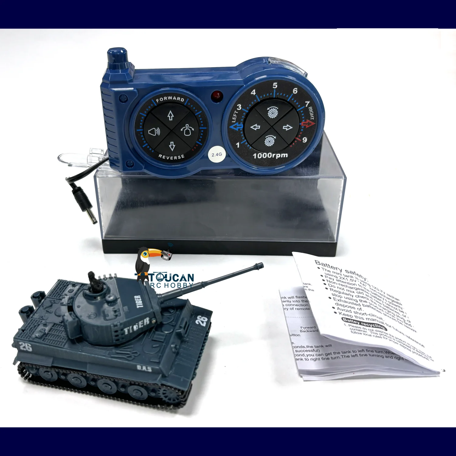 1:72 Ready to Run Mini Tank RC German Tiger Toy WW2 Battle Tank Easy Model 2.4G Radio Control Vehicle Toys for Boys TH24001