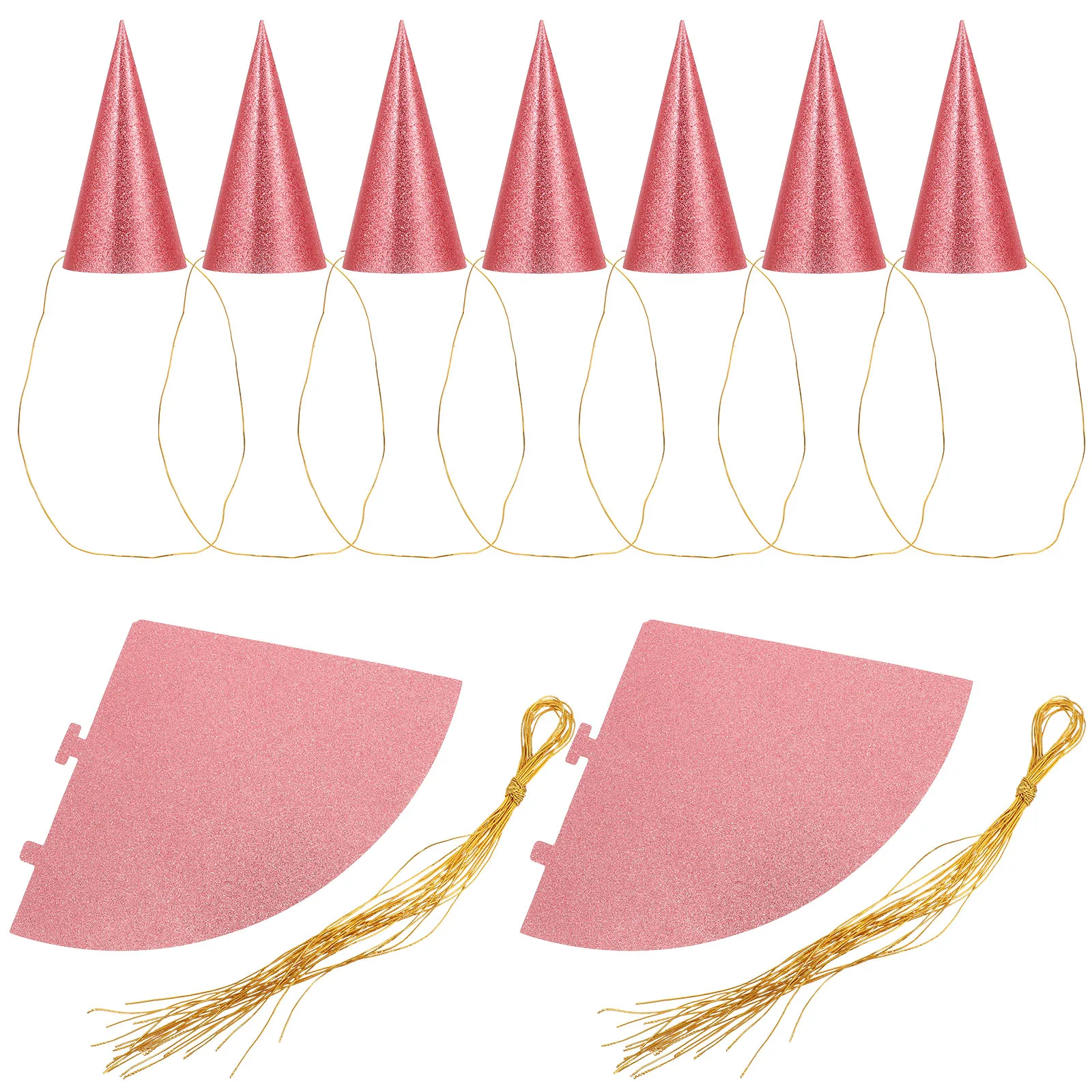 

12 pcs Birthday Hats Kids Party Glitter Cone Triangle Adults Toddler Paper Celebration Decor Headwear Fancy