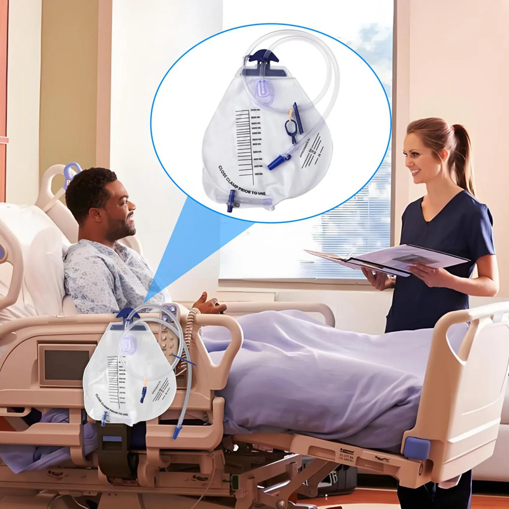 

Мешки для сбора мочи L60A - 12 шт., 2000 мл, в индивидуальной упаковке, с дренажной трубкой и антирефлюксной камерой