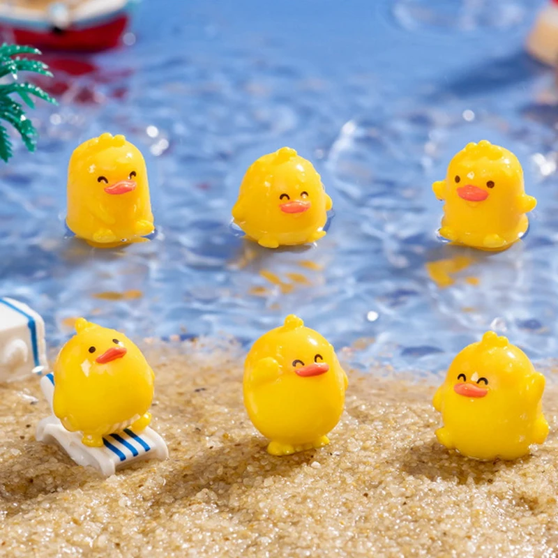 6Pcs/set Cute Little Duck Figurine Micro Landscape Ornament Dollhouse Home Garden Craft Decoration DIY Garden Accessories