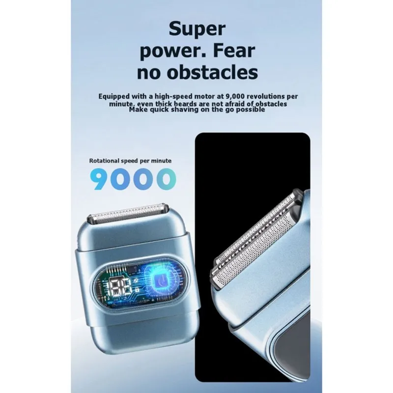 B89B-LED Display, USB Charging Portable For Men Reciprocating Shaver-IPX6 Waterproof