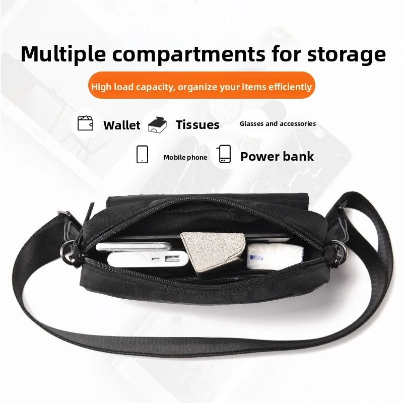 

Portable Men's Crossbody Bag Ins Workwear Single oulder Bag Summer Small Bag Korean Sle Ox Cloth Zipper Closure Leisure