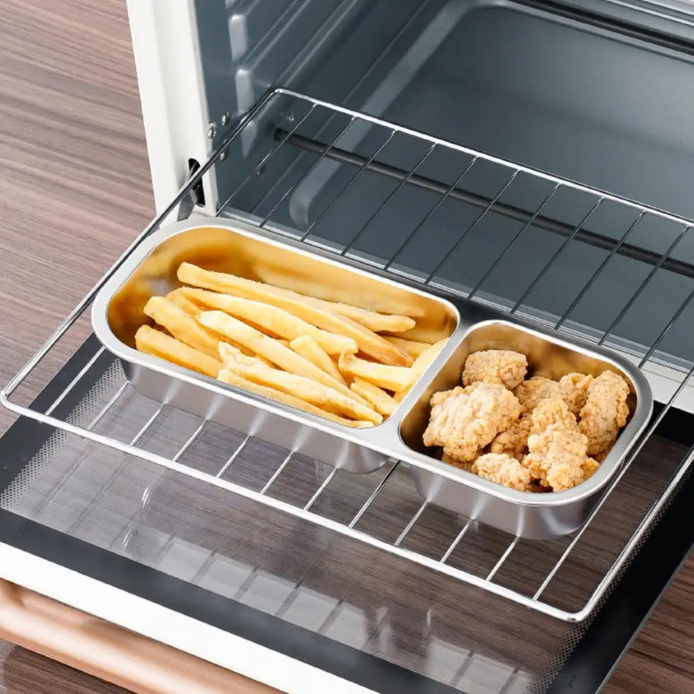 Stainless Steel Snack Box 2pcs Stainless Steel Snack Containers with Lids Leak-proof Divided Food Storage Boxes for Travel