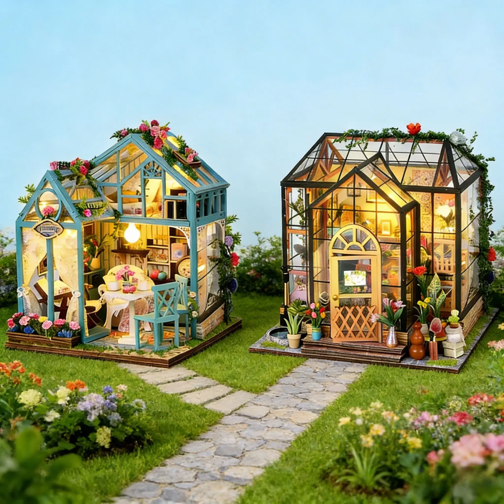 

DIY 2-in-1 Jenny Flower House And Dreamy Garden 3D Wooden Puzzle Miniature Building Kits Desktop Decor Creative Gift for Her