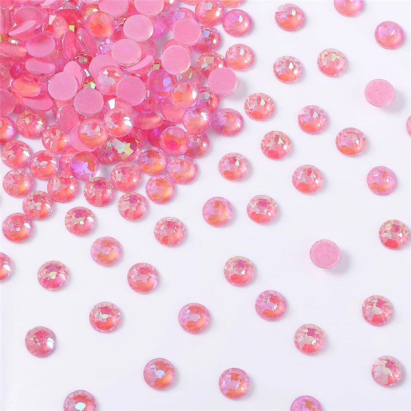 Mocha Shimmer Light Pink AB SS6-SS30 Glass Flatback Rhinestones Glitter Round Glue On Non Hotfix Gemstones for Nails Clothing