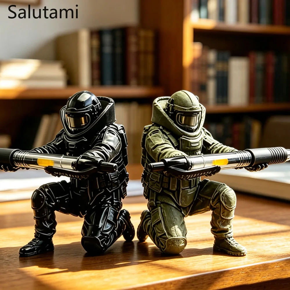 Ornament 3D Printed Tactical Pen Holder Soldier Statue Creative Military Salute Office Stationery Stand, Cool Desktop Organizer