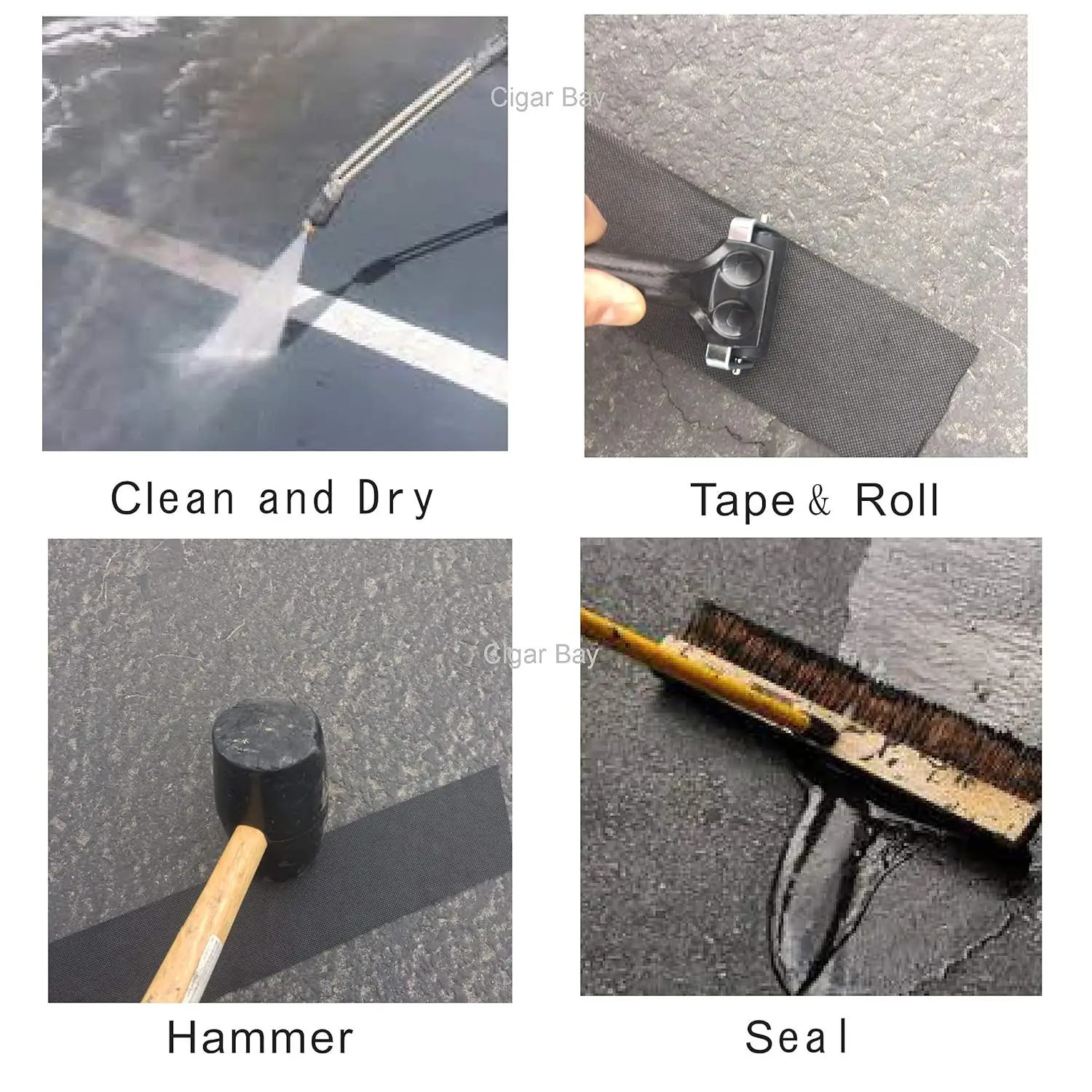 i-Crack 65Ft X 3In Asphalt Tarmac Joint Crack Sealer Fabric Self-Adhesive Patch Bitumen Premium Tape, Parking Lot, Roof, All