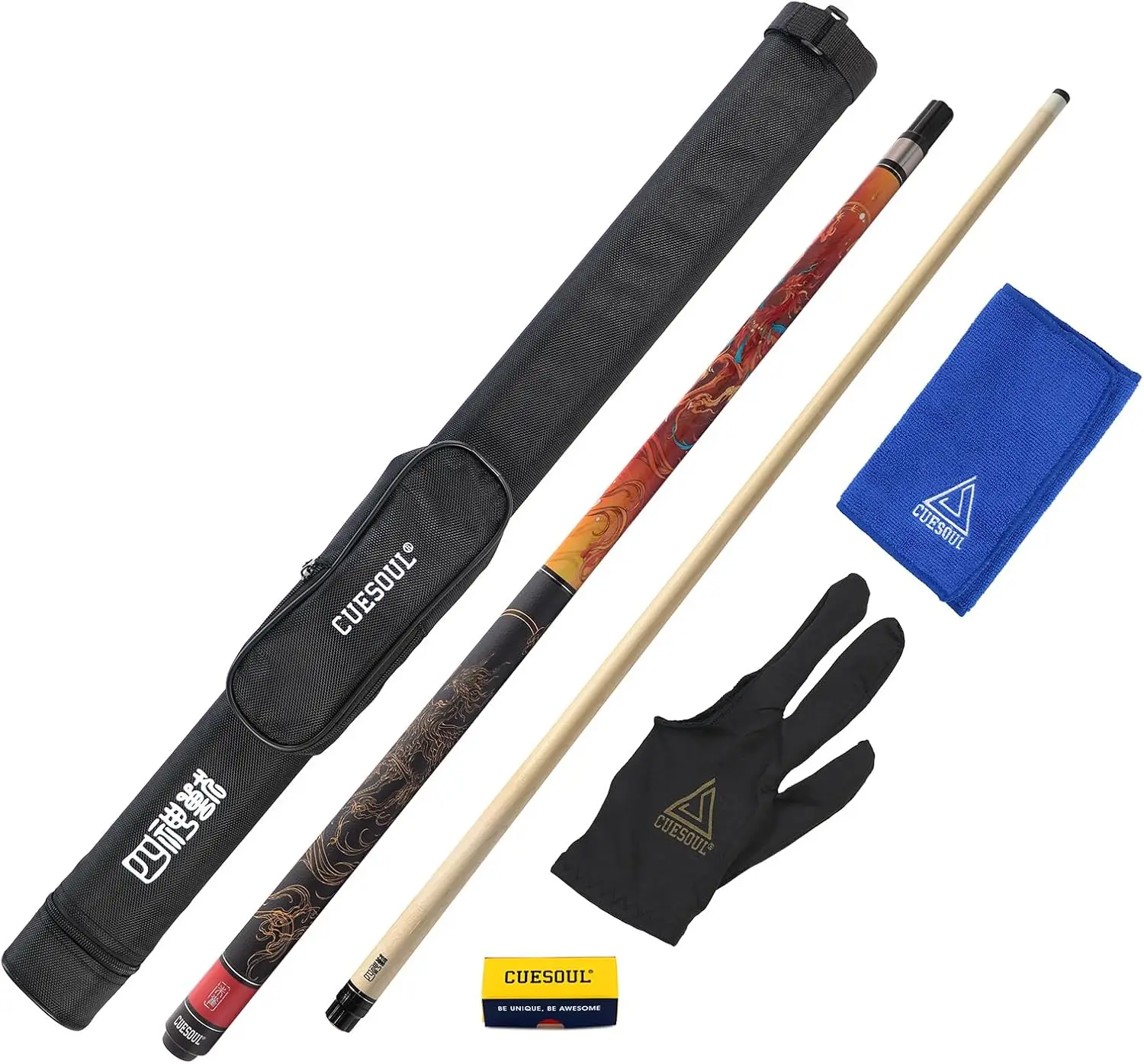 

19oz 58in Pool Cue with Case, 13mm Tip, 4 Mythological Designs