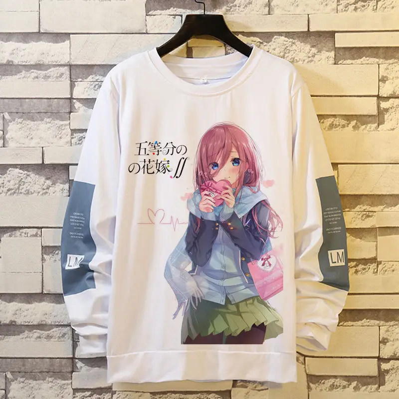 Anime jogo cinco pontas hanayome noiva nakano miku moletom unissex bidimensional em torno do pescoço manga longa camiseta outono