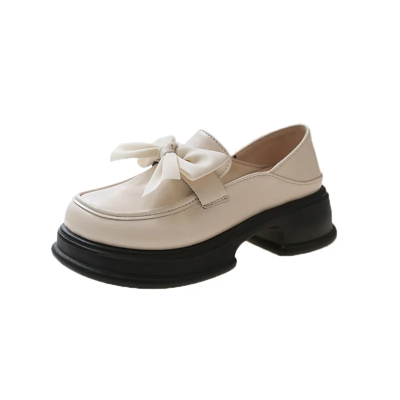 New Mary Jane Small Leather Shoes Fashion Platform Uniform JK Two Wear Women's Singles Shoes Bow Vintage Muffin Shoes