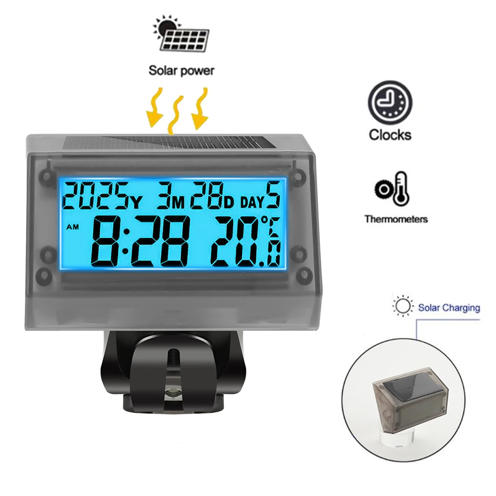 AliExpress NONE Solar Motorcycle Handle Temperature Calendar Electronic Clock Smart Touch Keys Suitable for Bicycle Bicycle Electric Motorcycle