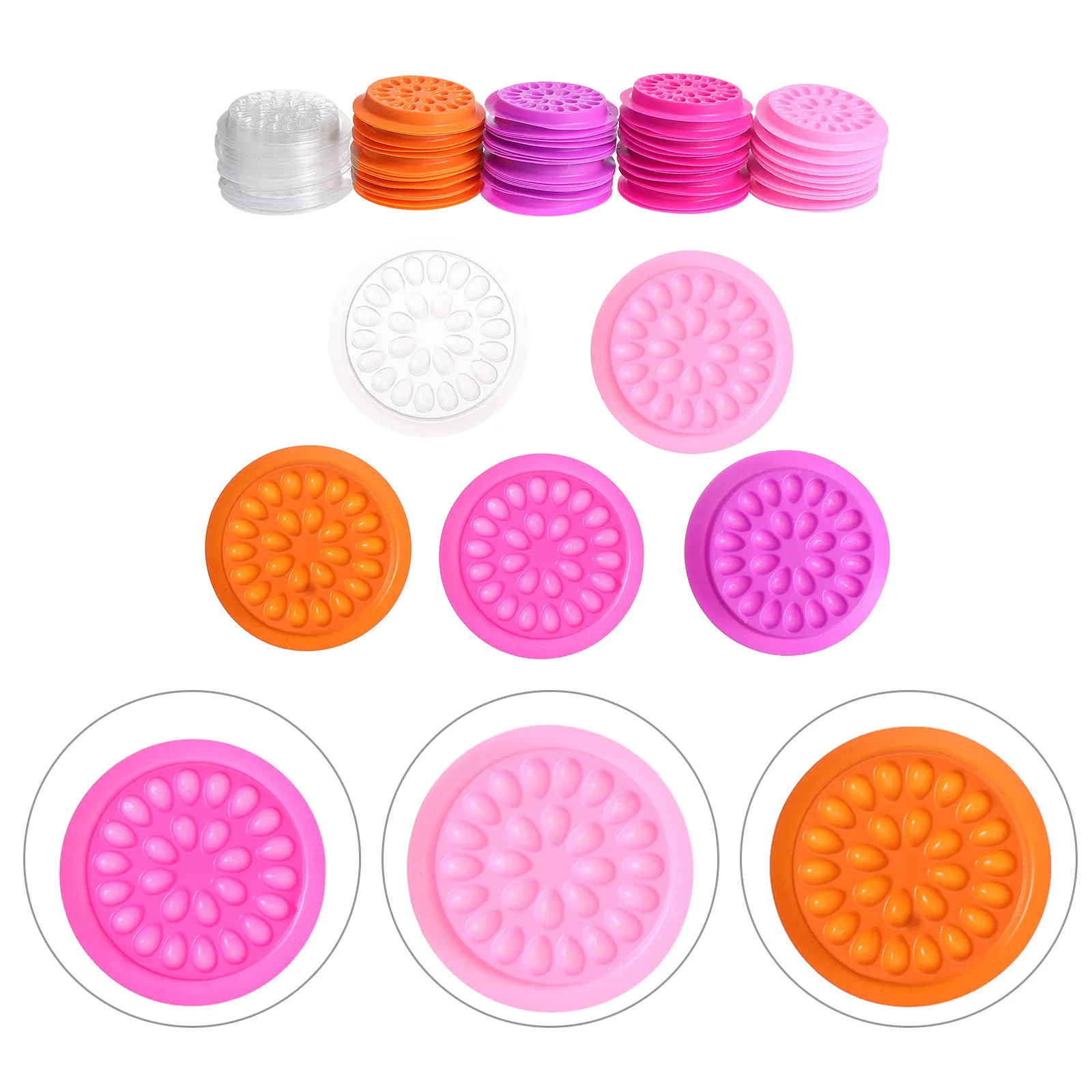 

100Pcs Flower Shape Eyelash Glue Tray Safe Disposable Lash Holder Small Lightweight for Salon Home Use Eyelash Extension Tool