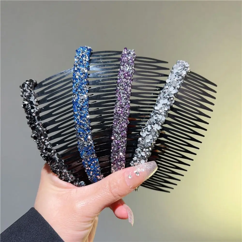 Korean Invisible Rhinestone U Shape Hair Comb Shiny Hairband Hair Styling Accessory Head Headdress Broken Hair Finishing Tools