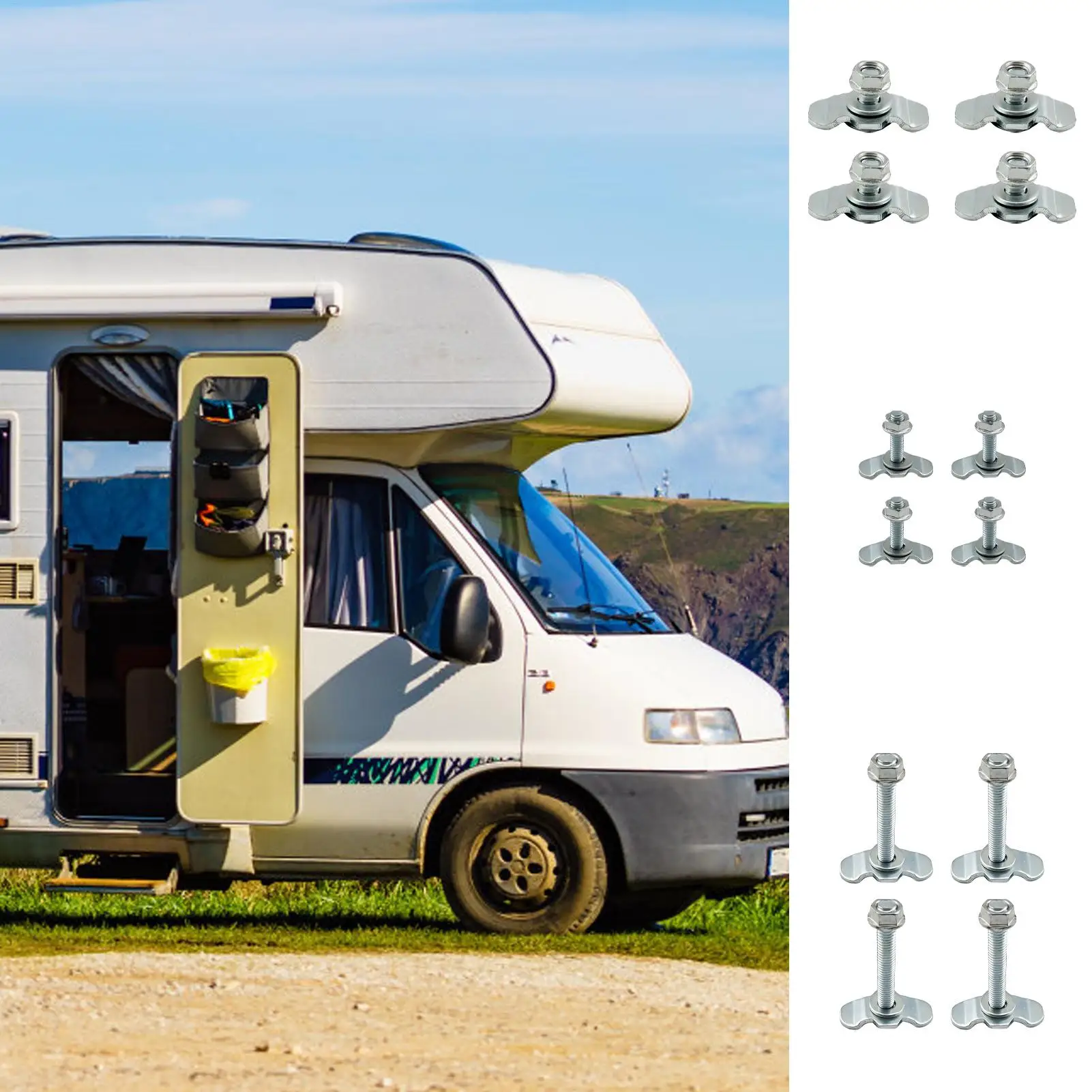 L Track Bolts L-Track Double Lug Threaded Stud Nut Fitting Tie Down Mounting Bolts 4 Pieces Tie Down Hardware For Automotive RV
