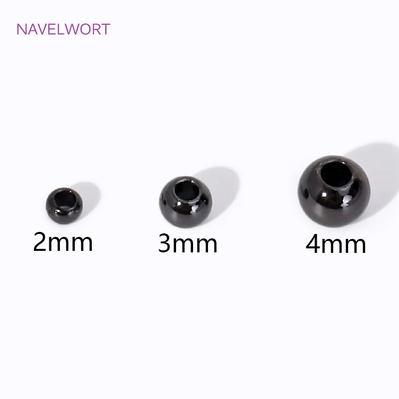 2/3/4mm Brass Metal Black Color Round Spacer Beads Loose Beads,Beads Separators,For DIY Jewelry Making Accessories Findings