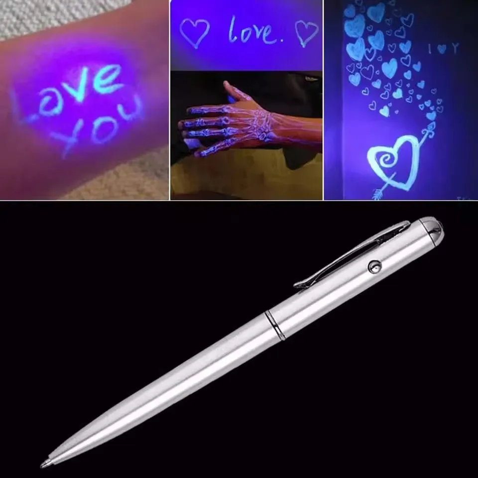 1PCS Multifunctional Ballpoint Pen with LED Light Invisible Ink Pen UV Light Money Checking School Office Supplies Writing Tools