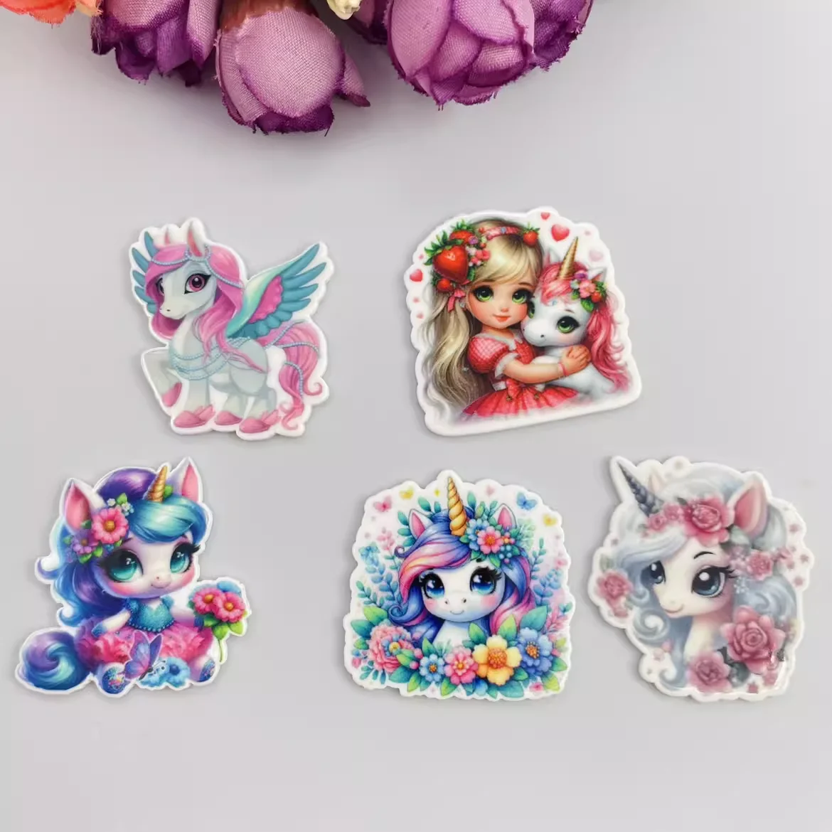 10pcs/lot Cartoon Unicorn Flat Back Resins For Hair Bow Accessories Kawaii Horse Planar Resin DIY Craft Decorations