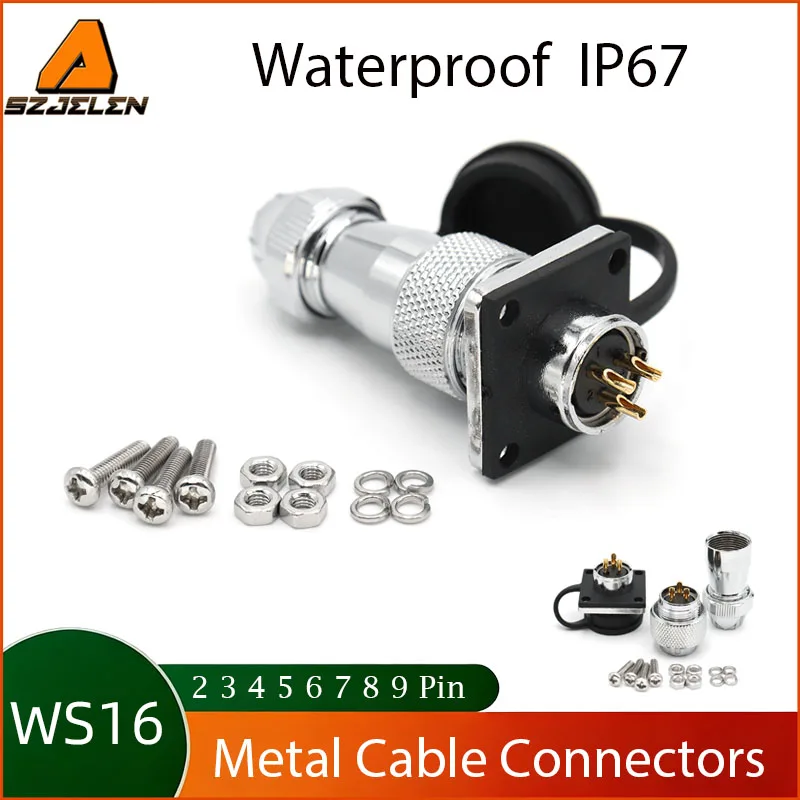 

WS16 Waterproof Connector 2 3 4 5 6 7 8 9Pin Panel Wire Connector Male Female Plug Industrial Power Cable Connectors IP67