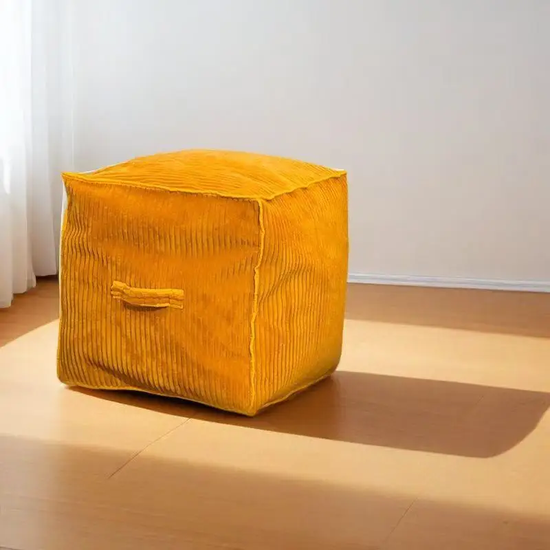 Sofa Footstool Home Corduroy Seat Cushion Cloth Cover Shoe Changing Stool, Fabric Low Stool Footrest Cushion Storage Ottoman