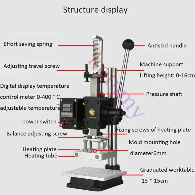 Hot Stamping Machine Heat Press Machine Leather Embossing Gold Stamping Logo Emboss Press Tool