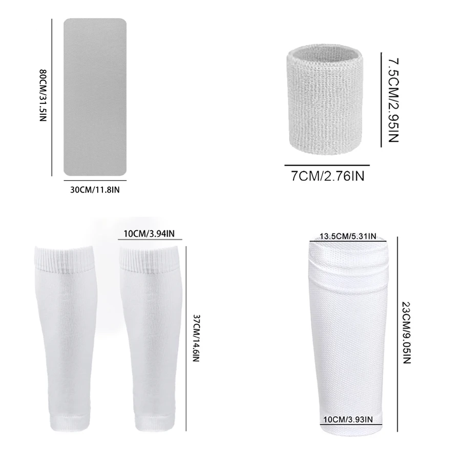 Set 5 Buah Kaus Kaki Sepak Bola Dua Jenis Penutup Kaki Penyerap Keringat Pelindung Pergelangan Tangan Handuk Sensasi Dingin Nyaman Sporty Kaus Kaki Sepak Bola