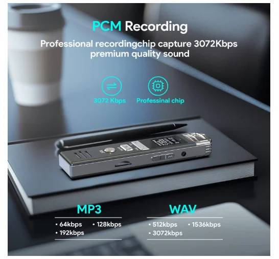 Digital voice recorder, Hotiyan digital voice recorder with playback function, voice activated recorder portable recording