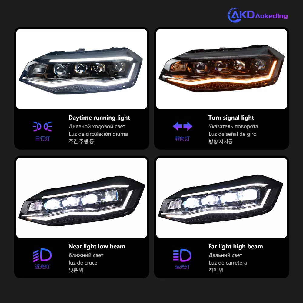 AKD Head Lamp per VW POLO LED Headlight 2019-2020 fari POLO DRL indicatori di direzione High Beam Angel Eye obiettivo del proiettore