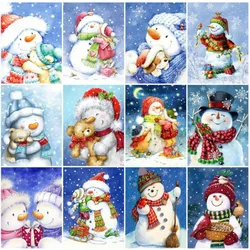 Ricamo diamante ricamo pupazzo di neve immagine di strass pittura cartone animato mosaico punto croce Kit natale Wall Art