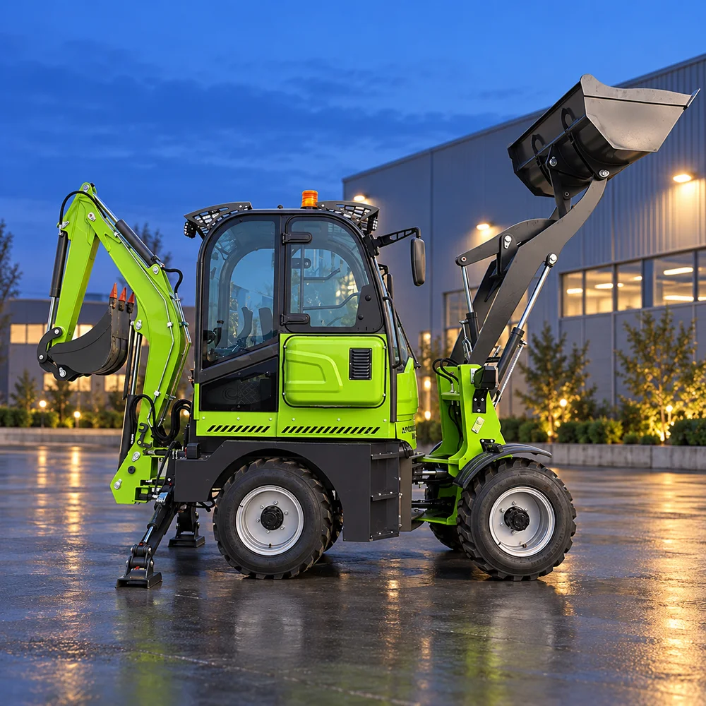 NICOSAIL Loader Excavator 4WD Backhoe Machine 37kW 1T Loading Capacity 2280mm Dumping Height for Farmyard and Road Repair