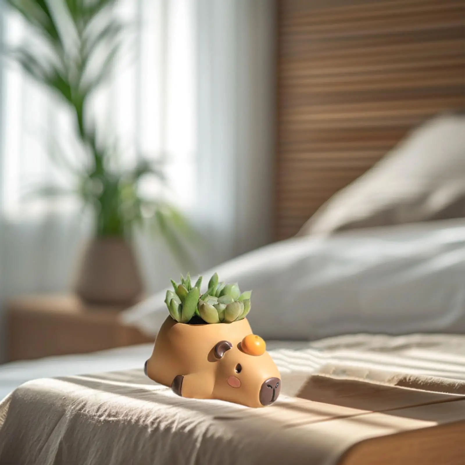 Small Capybara Flower Pot Unique Flower Container for Balcony Shelf Office