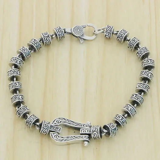 

S925 Sterling Silver Eternal Vine Horseshoe Men's Hip Hop Bracelet in Europe and the United States