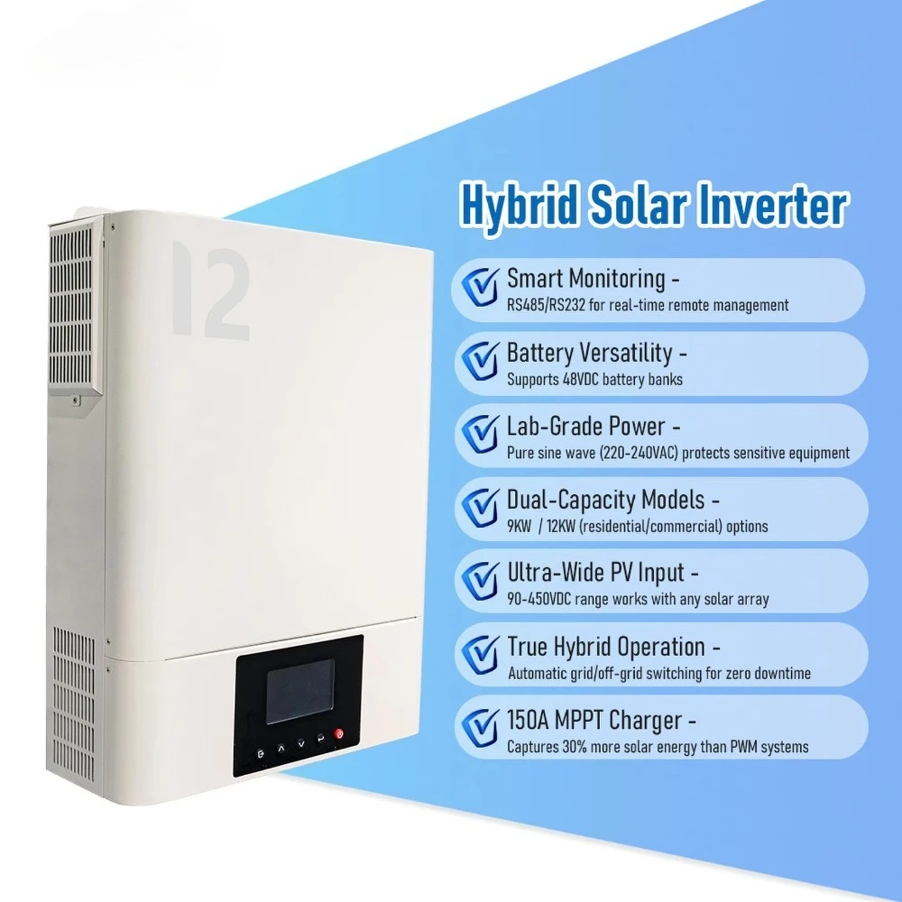 

Factory Price 12KW 48VDC Pure Sine Wave Hybrid Solar Inverter Single Phase with 1 Year Warranty for Saudi Arabia Market