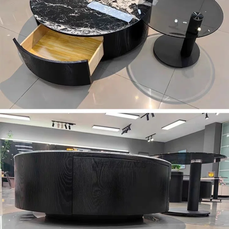 Italian light luxury round coffee table, size combination modern simple coffee table