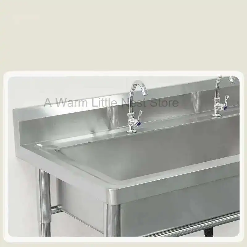 

Commercial Stainless Steel Kitchen Sinks Single Washing Sinks Integrated for Restaurant School Custom Wash Basin with Bracket