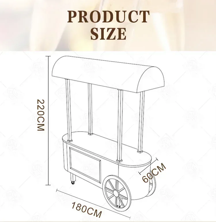 Customizable Baby Shower Candy Bar Cart Mobile Food Truck Party Decoration with Flower Design And Wheels for Event Catering