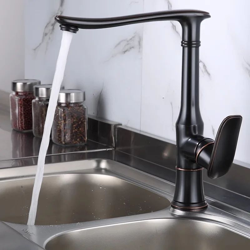 Antique Faucet Kitchen Hot and Cold Rotatable Retro Simple Creative Bathroom Above Counter Basin Single Hole Faucet Gold