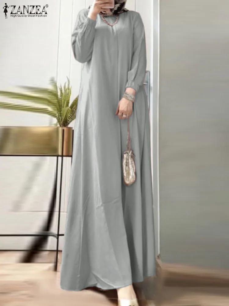 

ZANZEA Fashion Autumn Women Dubai Turkey Abaya Hijab Dress Jilbab Islamic Clothing Caftan Muslim Dress Vintage Marocain Sundress