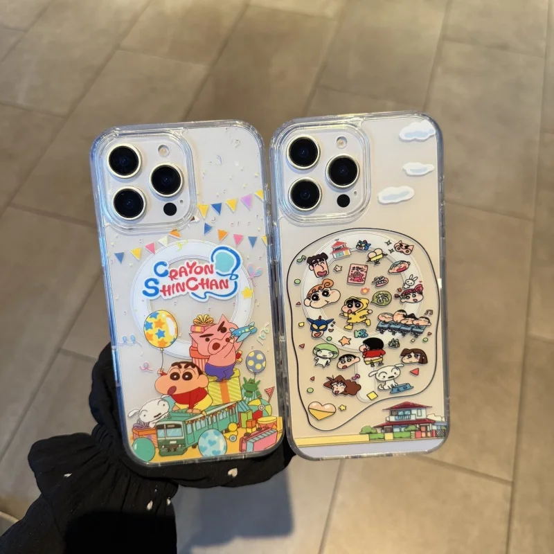 

Cute cartoon Train Travel Crayon Shin-chan Magsafe Wireless Charge Case For iPhone 12 13 14 15 16 17 Pro Max Magnetic Stand