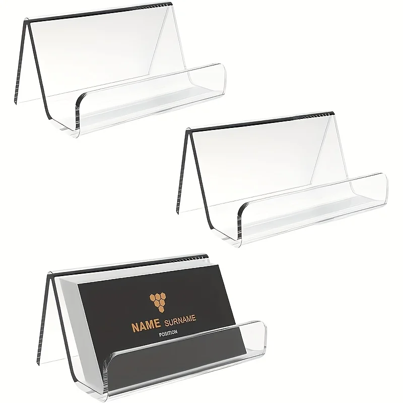 1/2/4Pcs Clear Acrylic Name Card Holder Desk Tent Style Business Card Display Stand Table Name Plate Holder