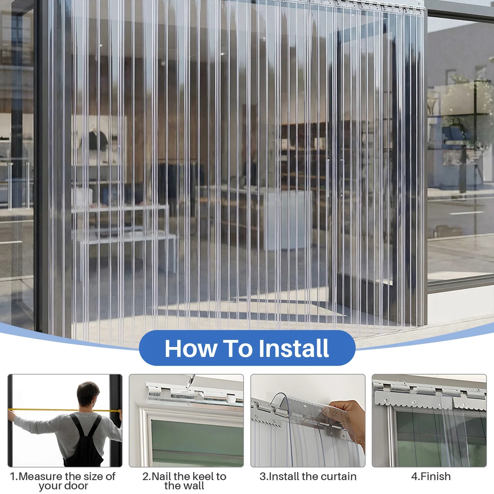 Transparenter PVC-Streifenvorhang, Kratzfest & Temperaturbeständig Industrievorhang für Kühlräume, Fabriklager, Garagen & Supermärkte – Detail 8