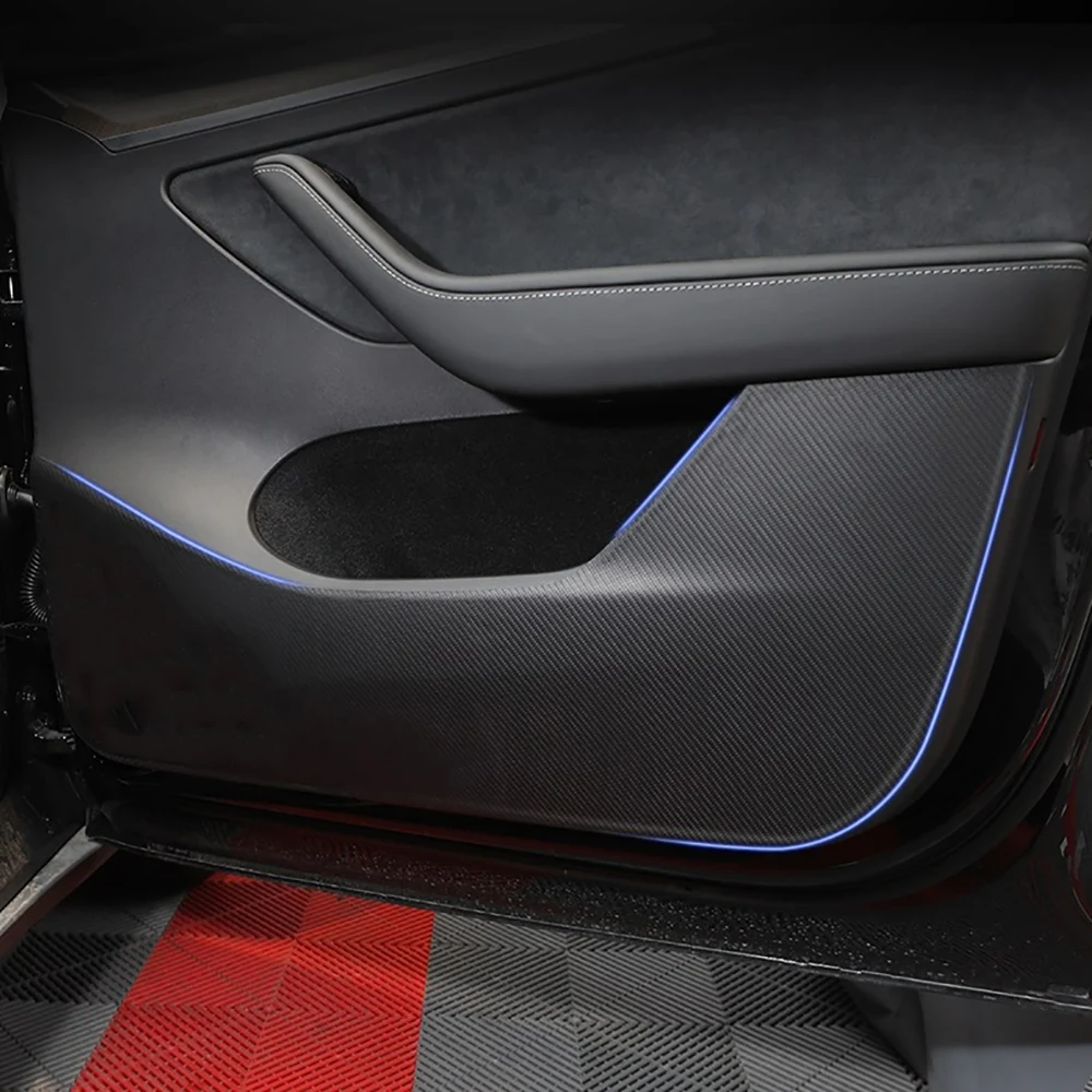 

Leather Car Door Anti Kick Pad Protection Film Cover Protector Stickers Trim For Tesla Model 3 Y 2021 2022 Styling Accessories