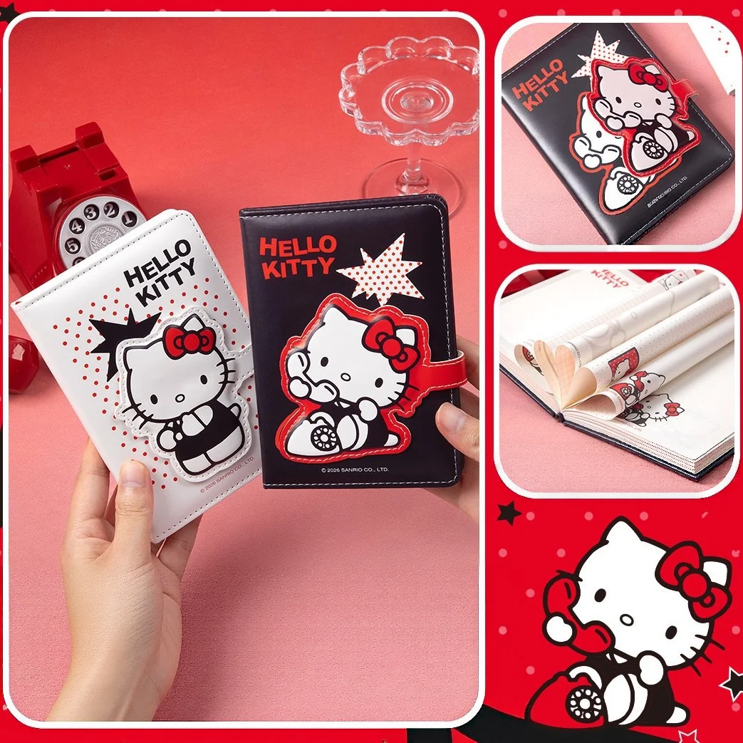 New Cute Hello Kitty Style B6 Color Page Leather-Bound Book, Cartoon High-Value Student Notebook