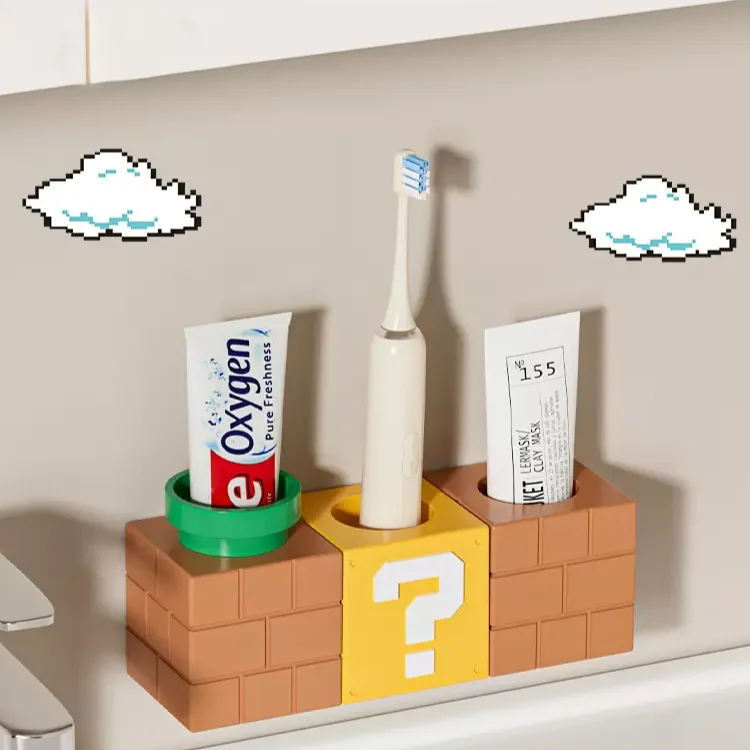 

Cartoon Electric Toothbrush Storage Rack No Drilling Wall Mounted Toothpaste Mouthwash Cup Base Storage Bathroom Accessories