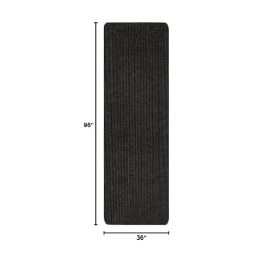 Tapis de sol utilitaire noir 3' X 8' pour tous temps, intérieur et extérieur, antidérapant, parfait pour le garage, l'entrée, le porche et le buanderie