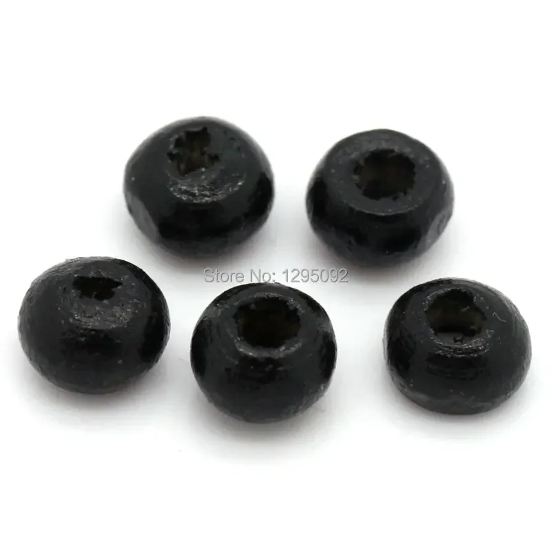 50000Pcs Wholesale DIY Spacer Beads Round Black Wood Charms Small Hole 4mm(1/8")