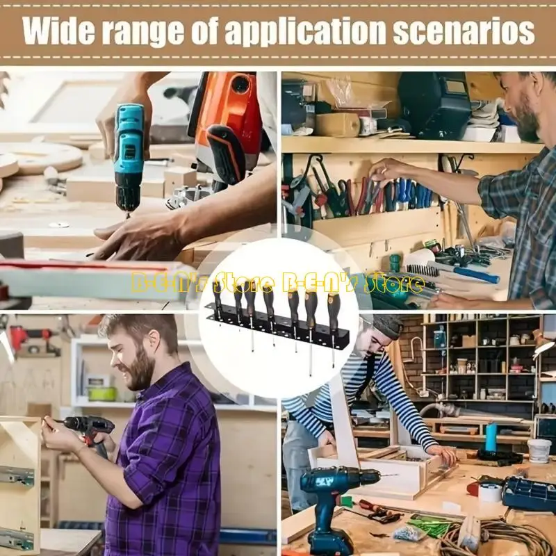 Y1AD Durability Iron Wall Tool Organizers Storage Rack For Home And Garage Use Easy Modular Setups For Personalize Storage