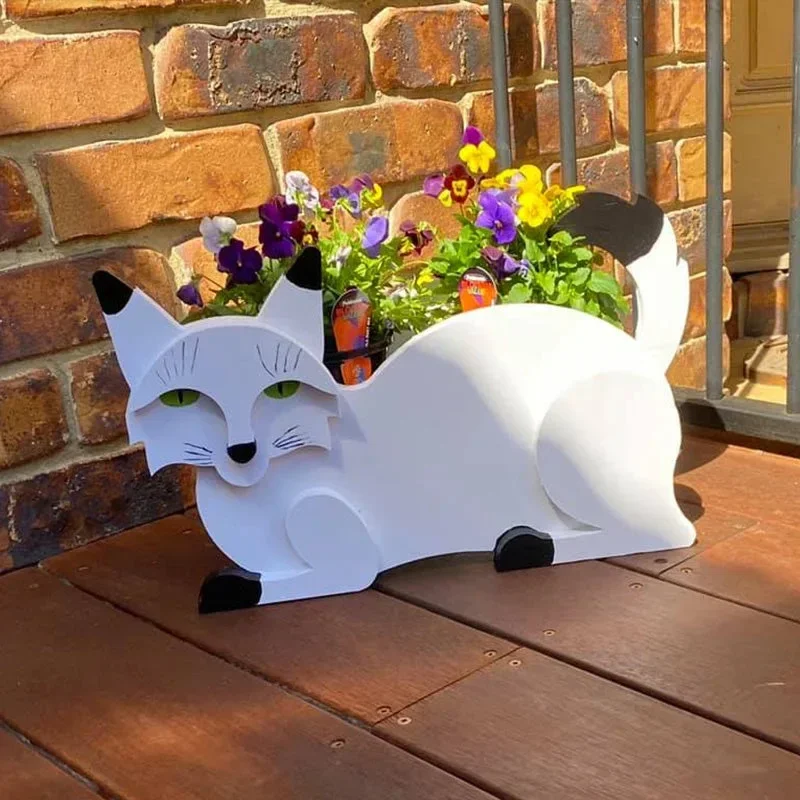 

Garden Cat Flower Pot Cat Shaped Planter Flowerpot Garden Animal Statue Sculpture Ornament Home Outdoor Decor