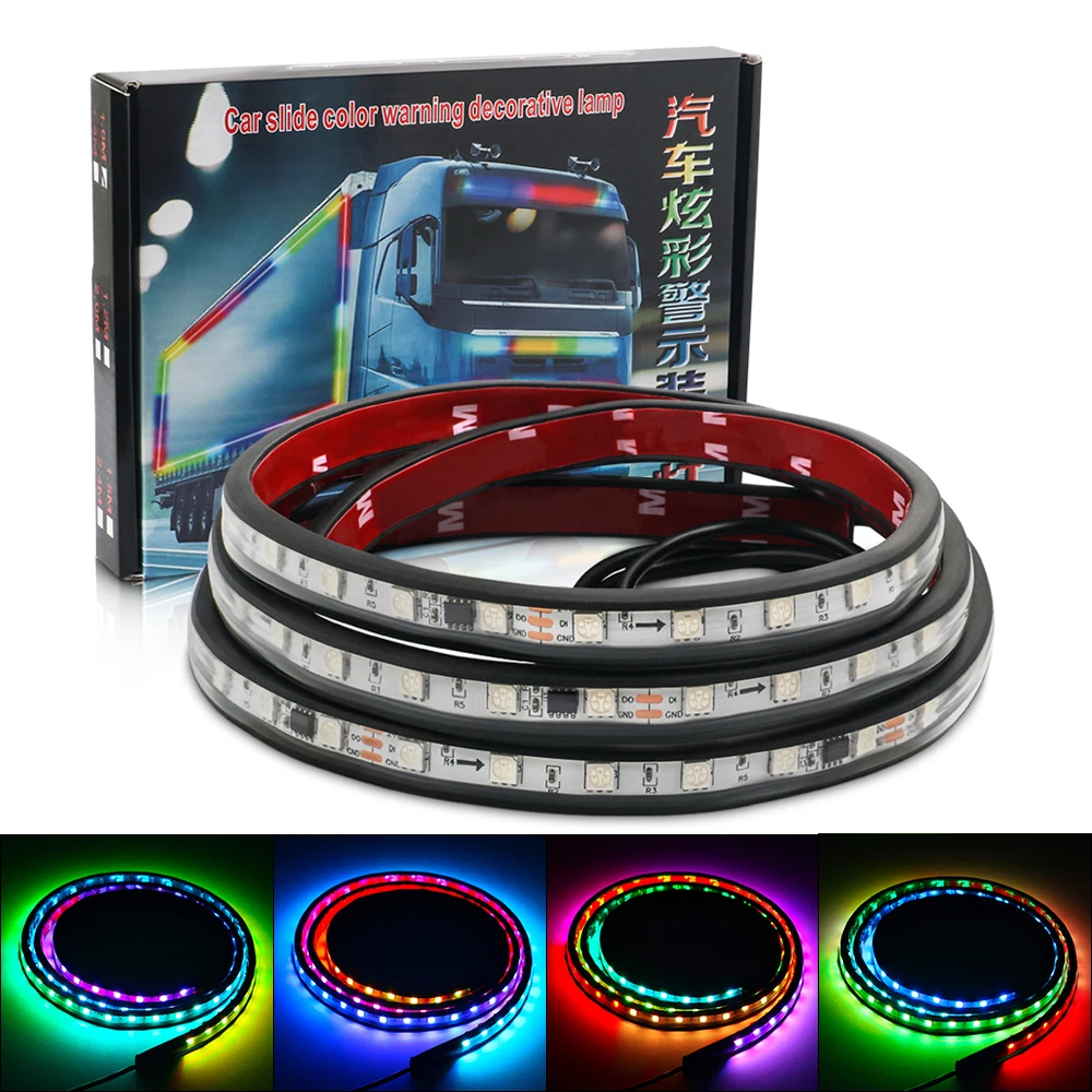 12V/24V Truck Lights Led Strips RGB Ambient Light Brake Warning Driving Lights Bar Colorful Atmosphere Lamp Auto Exterior Parts