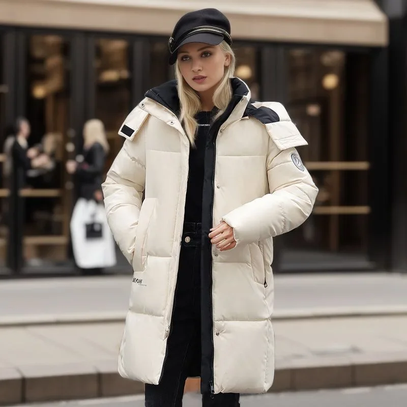 2024 New Winter Women Long Parkas Pockets Thick Warm Hooded Down Cotton Coat Female Loose Puffer Jackets Windproof Snow Overcoat