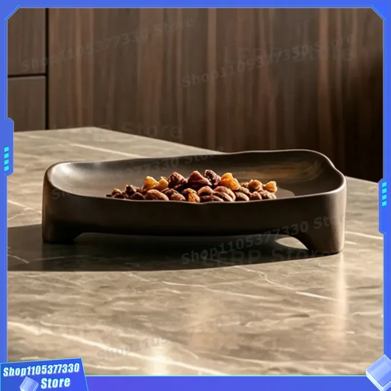 Vintage Wabi Sansan Style Geometric Tripod Fruit Plate Antique Special Shaped Art Tray for Living Room Coffee Table B&B Home
